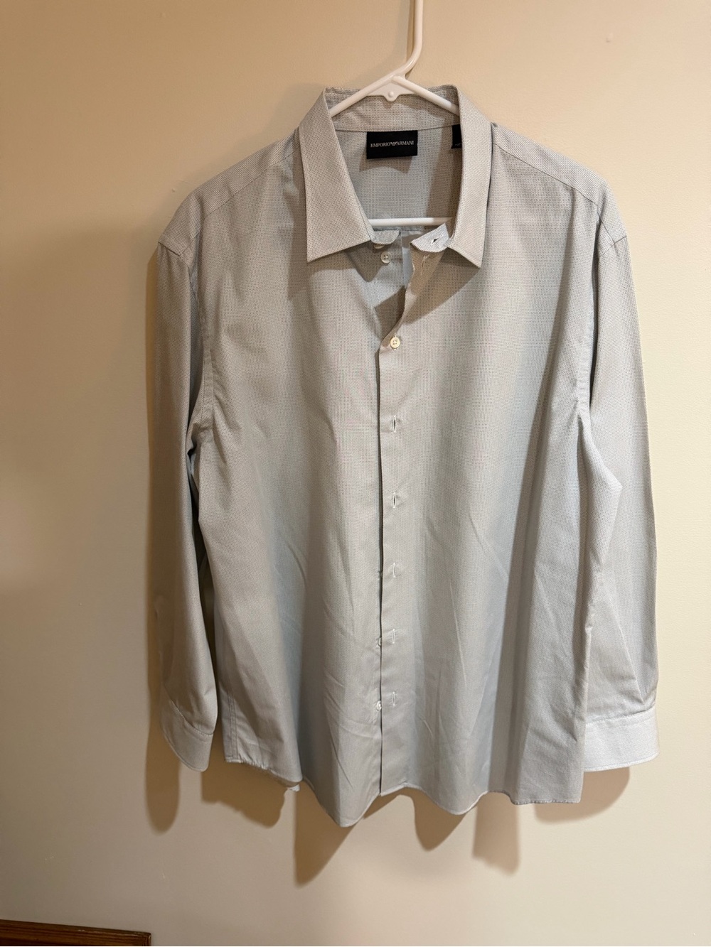 Emporio Armani Mens Dress Shirt XL Clean Grey/Gray Blue Authenticated